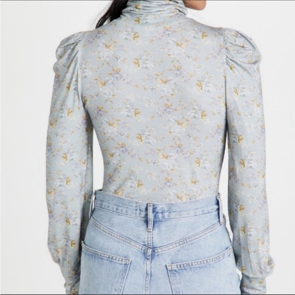 LOVESHACKFANCY Vienna Turtleneck Top in Sky Gray XS - Picture 4 of 9